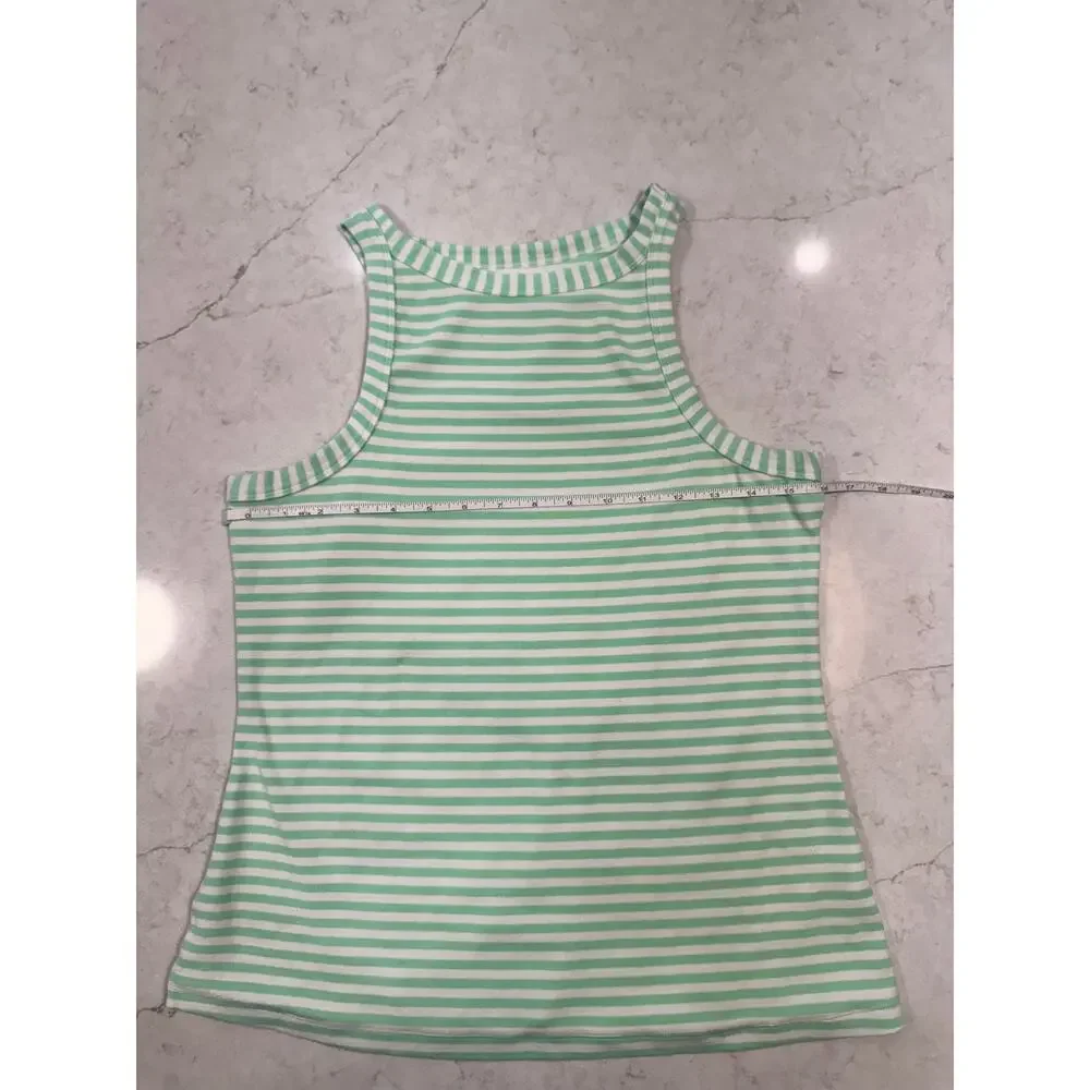 Maeve Cotton Tank Top Green & White Striped Women's XL French Coastal Spring - Picture 5 of 12